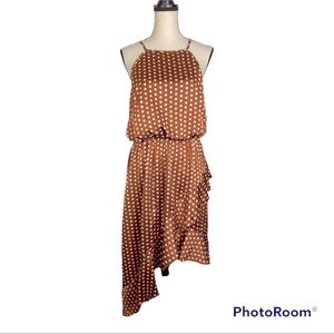 Eco Wish Brown Polka Dot Asymmetrical Dress